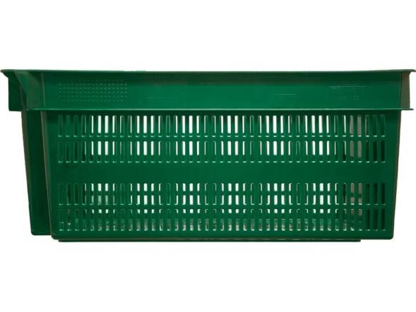 Ящик пластиковый с перфорированными стенками и дном, 600х400х250 мм, зеленый [125]