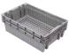 Ящик (евролоток) пластиковый с перфорацией, 600х400х152 мм, серый [600400152-03]
