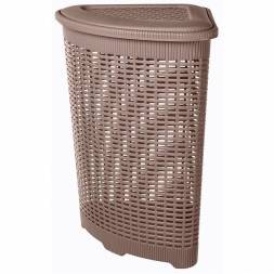 Корзина для белья угловая, 50л, коричневая