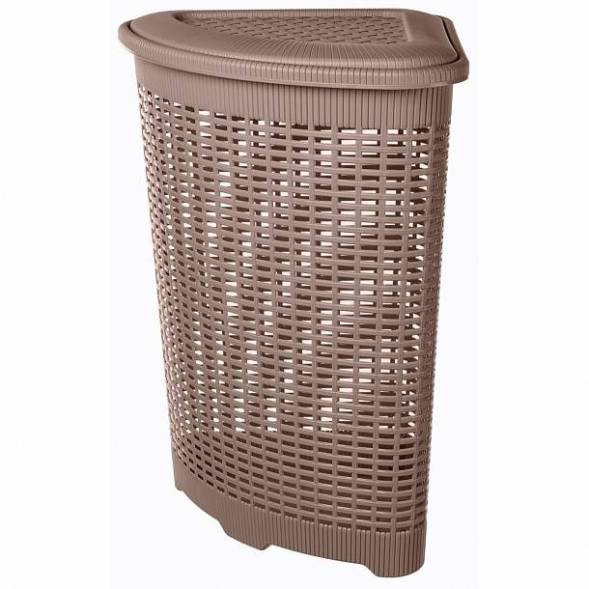 Корзина для белья угловая, 50л, коричневая