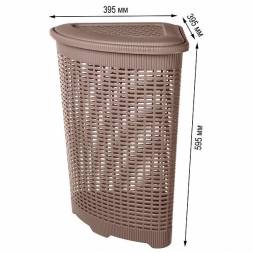 Корзина для белья угловая, 50л, коричневая