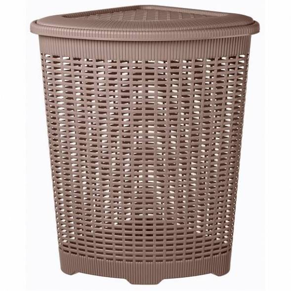 Корзина для белья угловая, 50л, коричневая