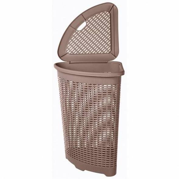 Корзина для белья угловая, 50л, коричневая