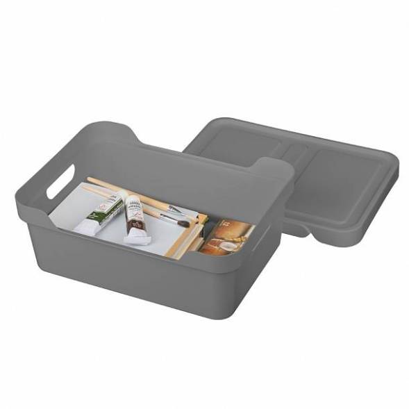 Ящик с крышкой универсальный Luxe, 12л, серый