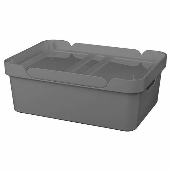 Ящик с крышкой универсальный Luxe, 12л, серый