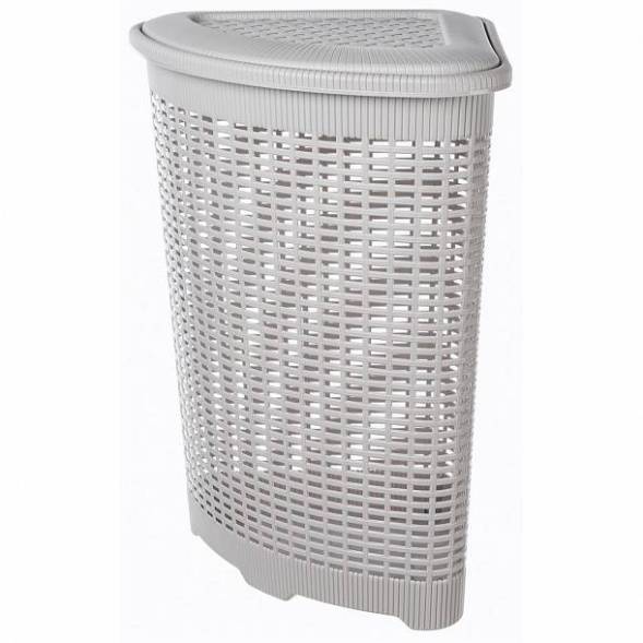 Корзина для белья угловая, 50л, светло-серый