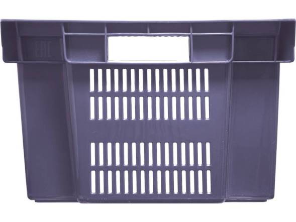 Ящик пластиковый с перфорированными стенками и дном, 600х400х250 мм, серый [125]