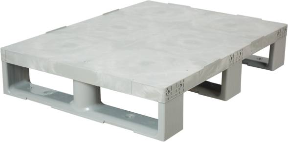 Паллет (поддон) пластиковый сплошной на 3-х полозьях, 800x600х150 мм, синий [800600150-00]