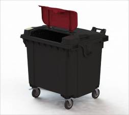 Контейнер пластиковый для мусора (ТБО/ТКО) на колесах с крышкой TwinLid, 1100 л