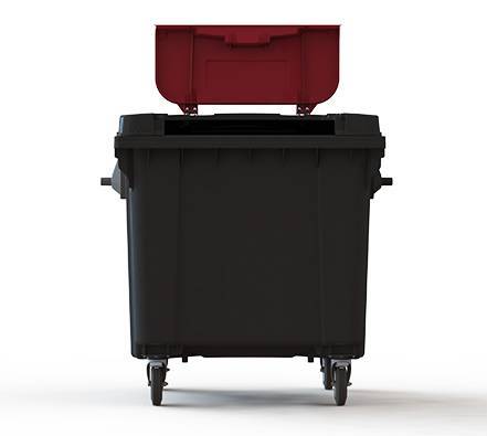 Контейнер пластиковый для мусора (ТБО/ТКО) на колесах с крышкой TwinLid, 1100 л