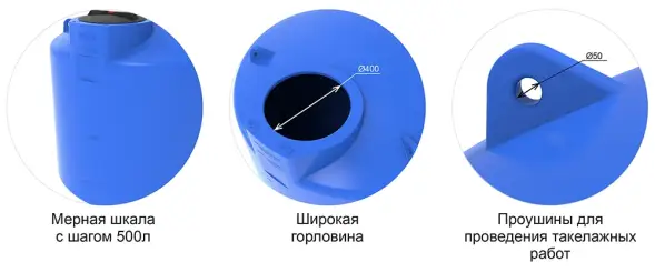 Емкость TOR 2000л синяя с откидной крышкой