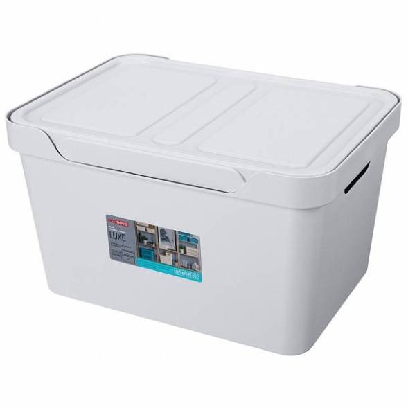 Ящик с крышкой универсальный Luxe, 18л, светло-серый