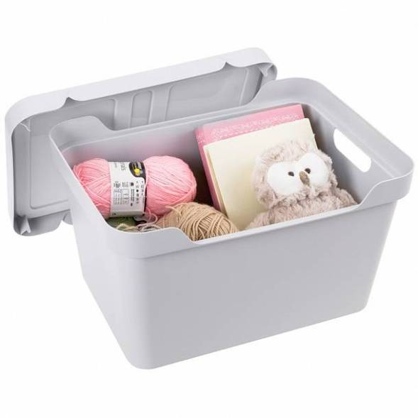 Ящик с крышкой универсальный Luxe, 18л, светло-серый