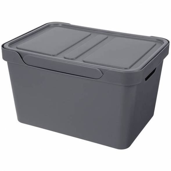 Ящик с крышкой универсальный Luxe, 18л, серый