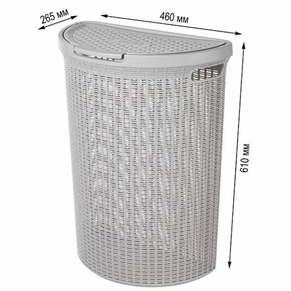 Корзина для белья Eco Style, 45л, светло-серый
