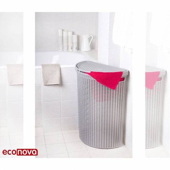 Корзина для белья Eco Style, 45л, светло-серый