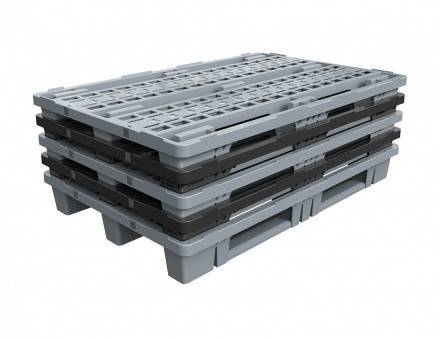 Паллет (поддон) пластиковый вкладываемый перфорированный на 3-х полозьях, 1200х800х150 мм, серый [02.122.91.R]