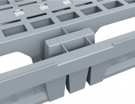 Паллет (поддон) пластиковый вкладываемый перфорированный на 3-х полозьях, 1200х800х150 мм, серый [02.122.91.R]