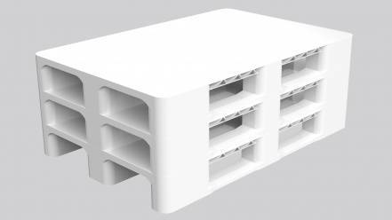 Паллет (поддон) пластиковый сплошной на 2-х полозьях, 1200х800х150 мм, белый [02f.105F.10]