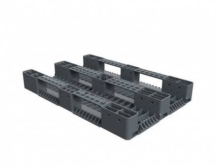 Паллет (поддон) пластиковый перфорированный на 3-х полозьях, 1200x800x150 мм, серый [02.117.91.PEF.S]