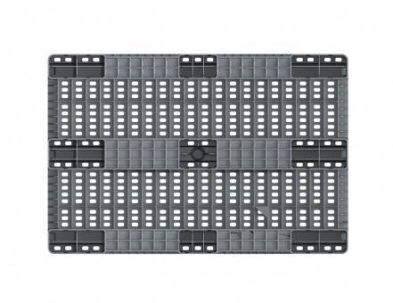 Паллет (поддон) пластиковый перфорированный на 3-х полозьях, 1200x800x150 мм, серый [02.117.91.PEF.S]