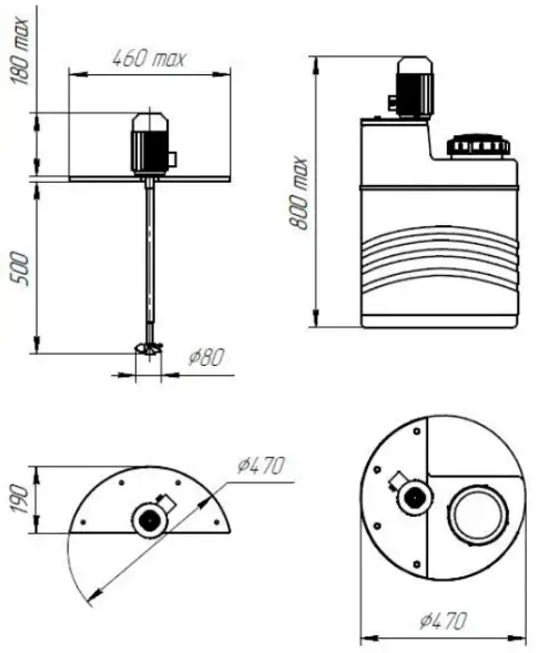 Емкость дозировочная 100 усиленная до 1.3 N белая с турбинной мешалкой