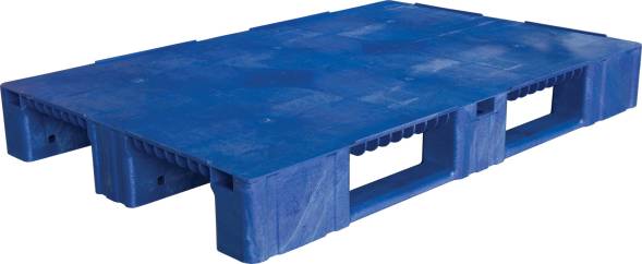 Паллет (поддон) пластиковый сплошной на 3-х полозьях, 1200x800х150 мм, серый [1200800150-02]