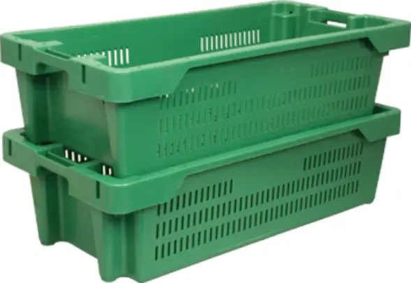Ящик пластиковый перфорированный, 800x400x225 мм, 72 л, зеленый [211-2]