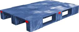 Паллет (поддон) пластиковый сплошной усиленный на 3-х полозьях, 1200x800х150 мм, серый [1200800150-00]