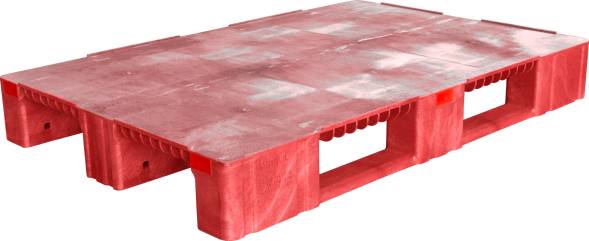 Паллет (поддон) пластиковый сплошной усиленный на 3-х полозьях, 1200x800х150 мм, серый [1200800150-00]