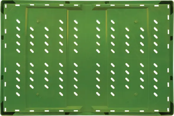 Ящик пластиковый c перфорированными стенками и дном, 600x400x140 мм, 33.6 л, зеленый [118]
