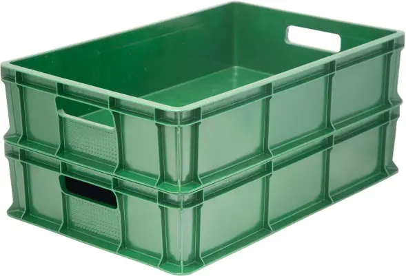 Ящик пластиковый сплошной, 600×400×140 мм, 27 л, зелёный [705.03.01 м]