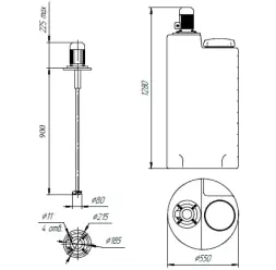 Емкость дозировочная 200 белый N с пропеллерной мешалкой