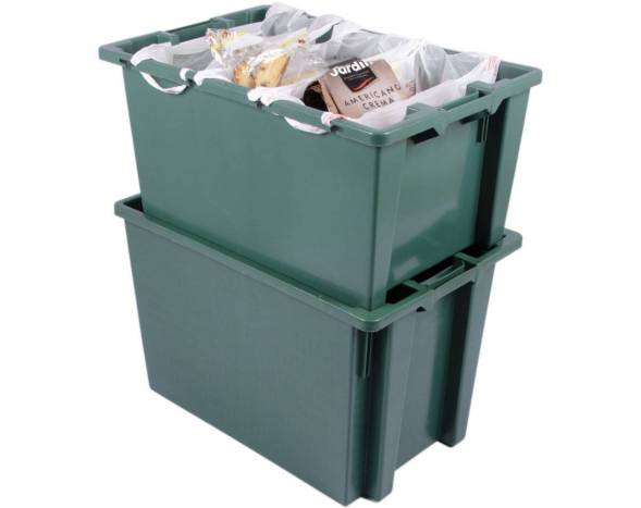 Пластиковый ящик 600х400х300 с держателем пакетов для фасовки