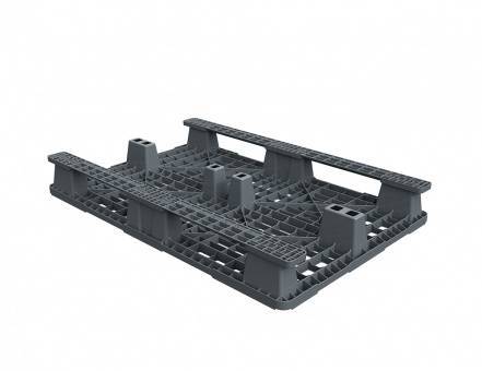Паллет (поддон) пластиковый перфорированный на 2-х полозьях, 1200х800х150 мм, серый [02.102.91.С71/2]