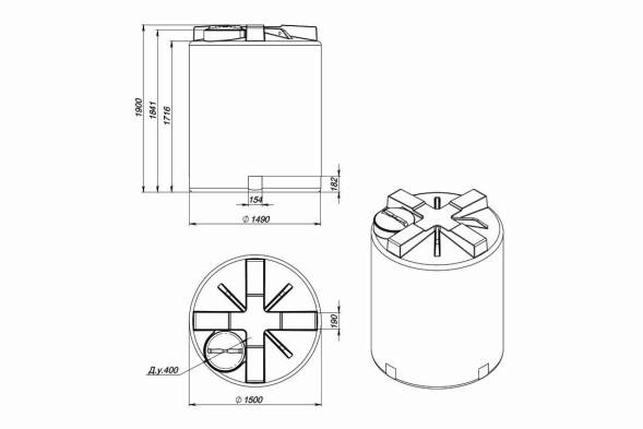 Емкость T 3000л под плотность до 1.5 г/см3 синяя