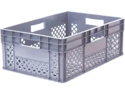 Ящик пластиковый перфорированный, 600x400x220 мм, серый [922.01.01.01]
