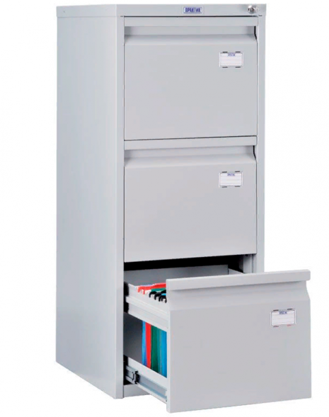 Шкаф металлический картотечный (картотека) Практик A-43, A4, 3 ящика, 995x408x485 мм