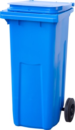 Пластиковый мусорный контейнер с крышкой, 120л, на колёсах, цвет: синий