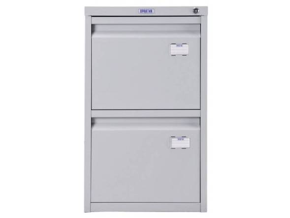 Шкаф металлический картотечный (картотека) ПРАКТИК A-42, А4, 2 ящика, 685x408x485 мм