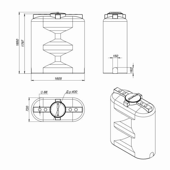 Емкость S 1500л зеленая
