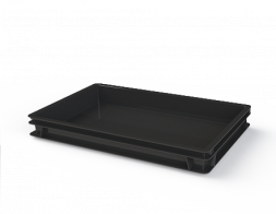 Ящик полимерный сплошной для полуфабрикатов, 600х400х75 мм, черный