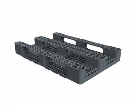 Паллет (поддон) пластиковый перфорированный на 3-х полозьях, 1200х800х160 мм, серый [02.108.91.PE]