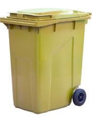 Пластиковый мусорный контейнер с крышкой, 360л, на колёсах, цвет: жёлтый
