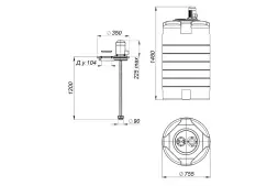 Емкость T 500 синий с турбинной мешалкой