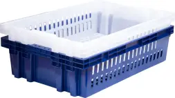 Ящик пластиковый перфорированный, 600x400x152 мм, 27 л, синий, [403-2]