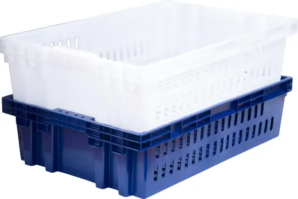 Ящик пластиковый перфорированный, 600x400x152 мм, 27 л, синий, [403-2]