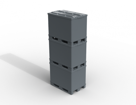 Крупногабаритный разборный пластиковый контейнер Polybox, 1200x800x350/1500 мм, серый [PolyBox]