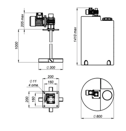 Емкость дозировочная 500 с лопастной мешалкой