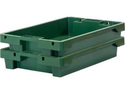 Ящик пластиковый со сплошными стенками и дном, 600х400х100 мм, зеленый [224]